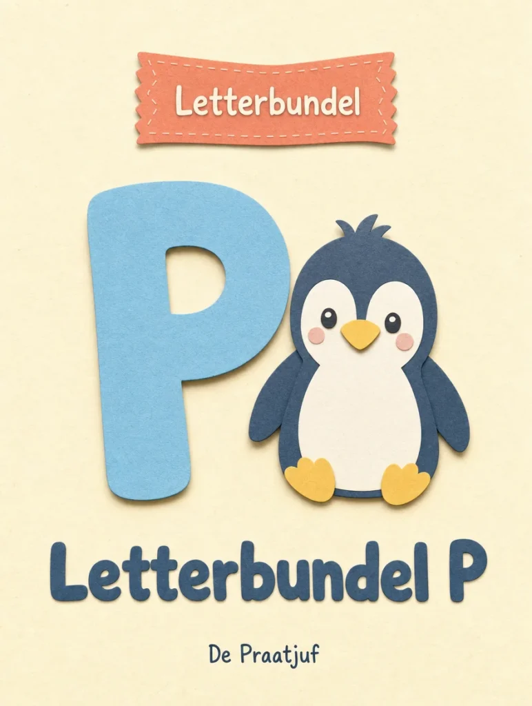 Omslag van Letterbundel P met een vrolijke papieren pinguïn