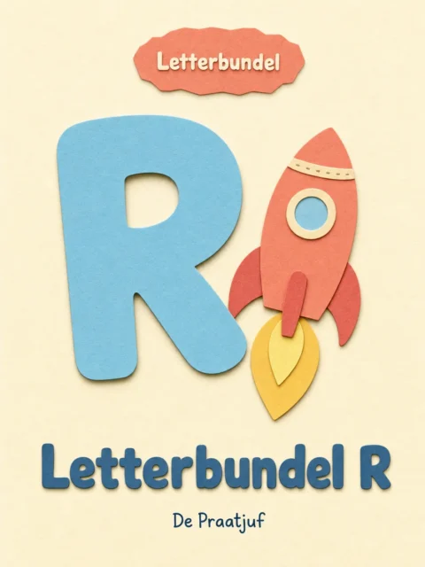 Omslag van Letterbundel R met een vrolijke papieren raket